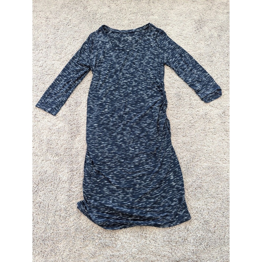 Liz Lange‎ Maternity T-Shirt Dress Women's Medium 3/4 Sleeve Blue Midi Stretch